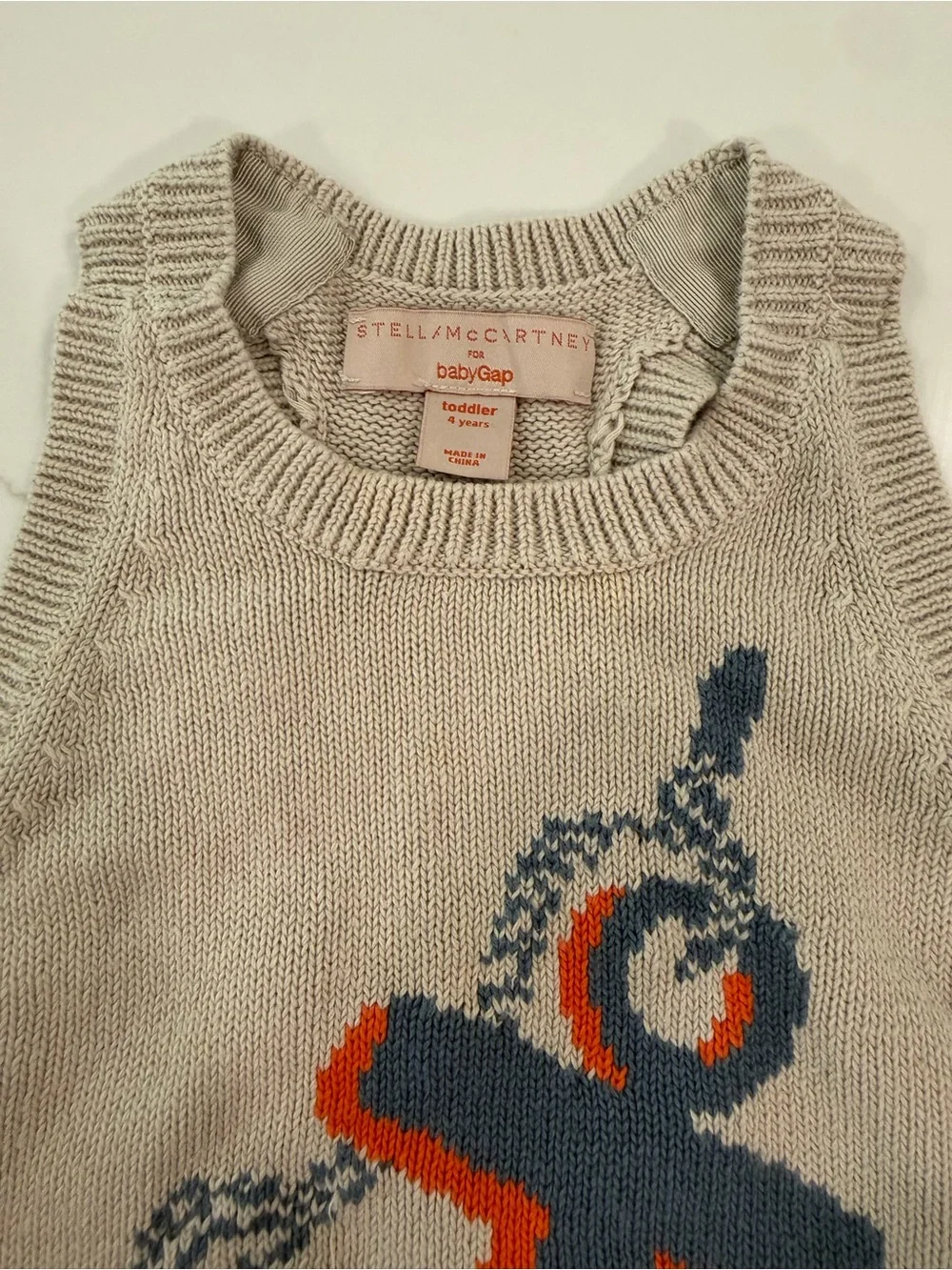 Stella McCartney for GAP Beige Knit Tank with Navy and Orange Anchor Motif